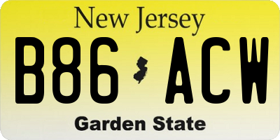 NJ license plate B86ACW