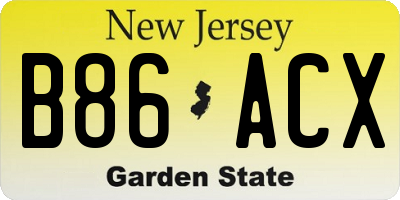 NJ license plate B86ACX