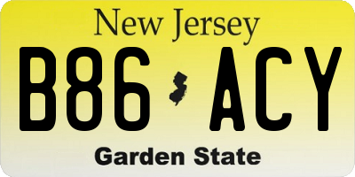 NJ license plate B86ACY