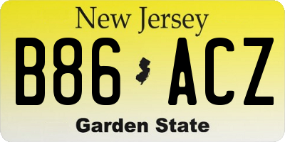 NJ license plate B86ACZ
