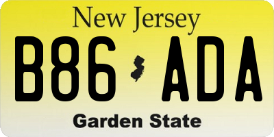 NJ license plate B86ADA