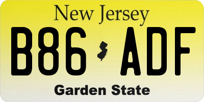 NJ license plate B86ADF