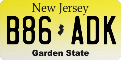 NJ license plate B86ADK
