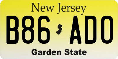 NJ license plate B86ADO