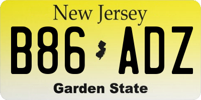 NJ license plate B86ADZ