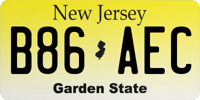 NJ license plate B86AEC