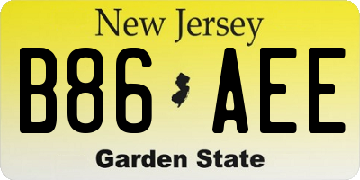 NJ license plate B86AEE