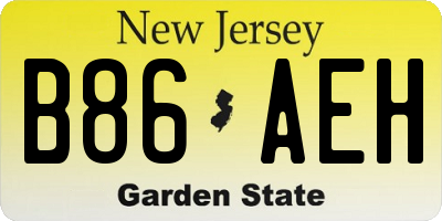 NJ license plate B86AEH