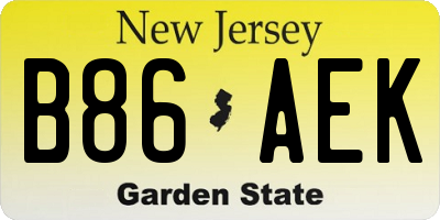 NJ license plate B86AEK