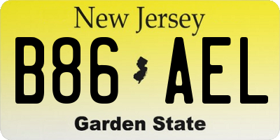NJ license plate B86AEL