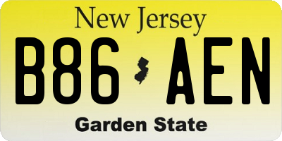 NJ license plate B86AEN