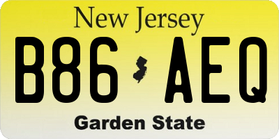 NJ license plate B86AEQ