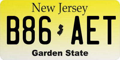 NJ license plate B86AET