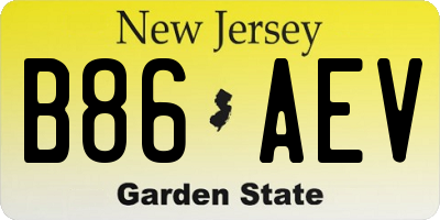 NJ license plate B86AEV