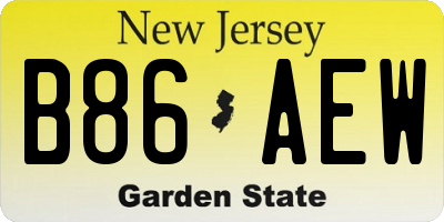 NJ license plate B86AEW