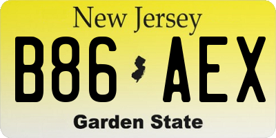 NJ license plate B86AEX