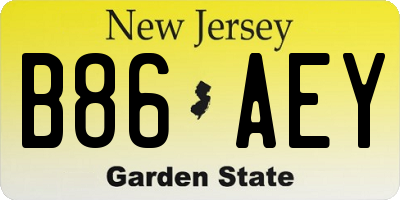 NJ license plate B86AEY