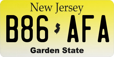 NJ license plate B86AFA