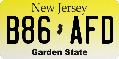 NJ license plate B86AFD