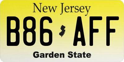 NJ license plate B86AFF