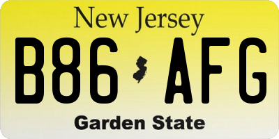 NJ license plate B86AFG