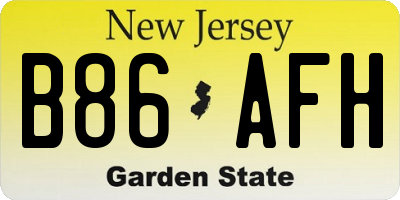 NJ license plate B86AFH