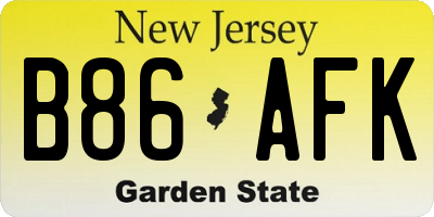 NJ license plate B86AFK