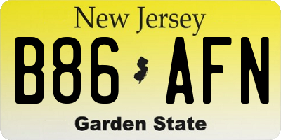 NJ license plate B86AFN