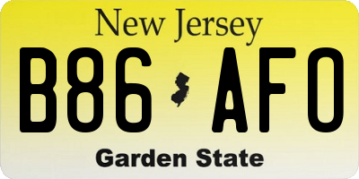 NJ license plate B86AFO