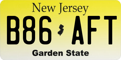 NJ license plate B86AFT