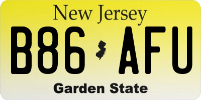 NJ license plate B86AFU