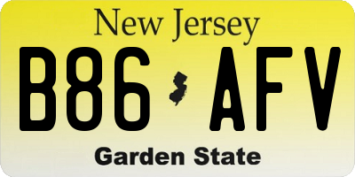 NJ license plate B86AFV