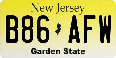 NJ license plate B86AFW
