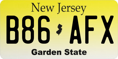 NJ license plate B86AFX
