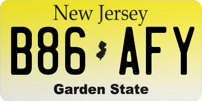 NJ license plate B86AFY