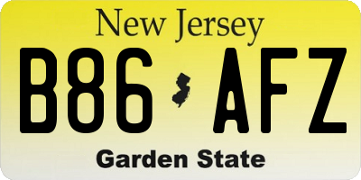 NJ license plate B86AFZ