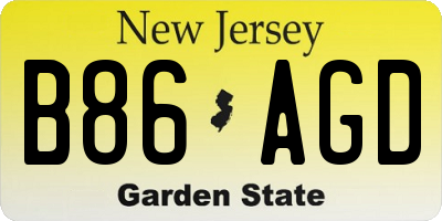 NJ license plate B86AGD