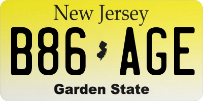 NJ license plate B86AGE