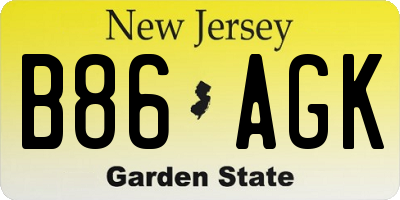 NJ license plate B86AGK