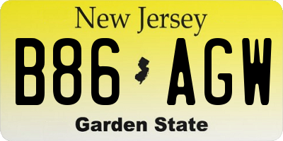 NJ license plate B86AGW