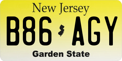 NJ license plate B86AGY