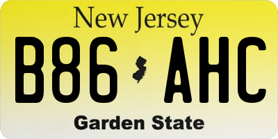 NJ license plate B86AHC