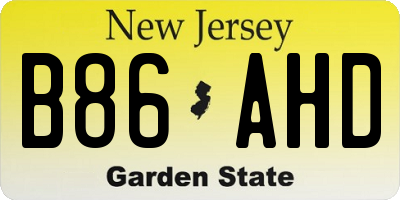 NJ license plate B86AHD