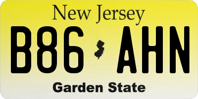 NJ license plate B86AHN