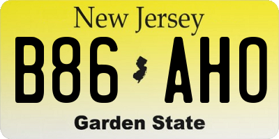 NJ license plate B86AHO