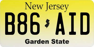 NJ license plate B86AID