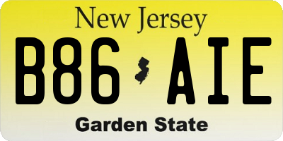 NJ license plate B86AIE