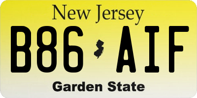 NJ license plate B86AIF
