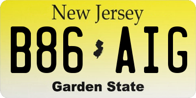 NJ license plate B86AIG