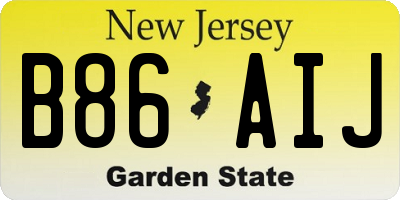 NJ license plate B86AIJ
